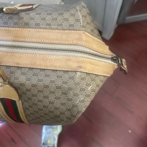 Vintage Authentic Gucci Monogram GG Web Travel Bag Red/Green Stripes EUC - Picture 13 of 16